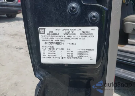 2005 Chevrolet Tahoe Lt из США, поврежденный, VIN 1GNEC13T05R226350